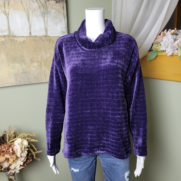 J. Jill Sweaters - J.Jill Purple Chenille Cowl Sweater